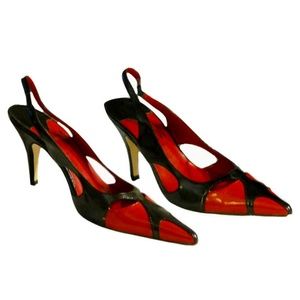 A/M Black & Red Sling-back Heels